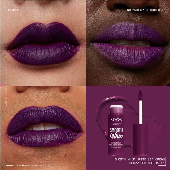 NYX SMOOTH WHIP LIP SET OF 3 - THREAD COUNT, BDAY FROSTING, BERRY BEDSHEETS - Picture 6 of 9